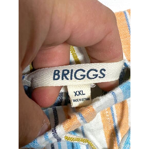 Briggs Blue Stripe 5" Pull On Shorts Women XXL Linen Summer Spring Island Beach - Picture 8 of 10